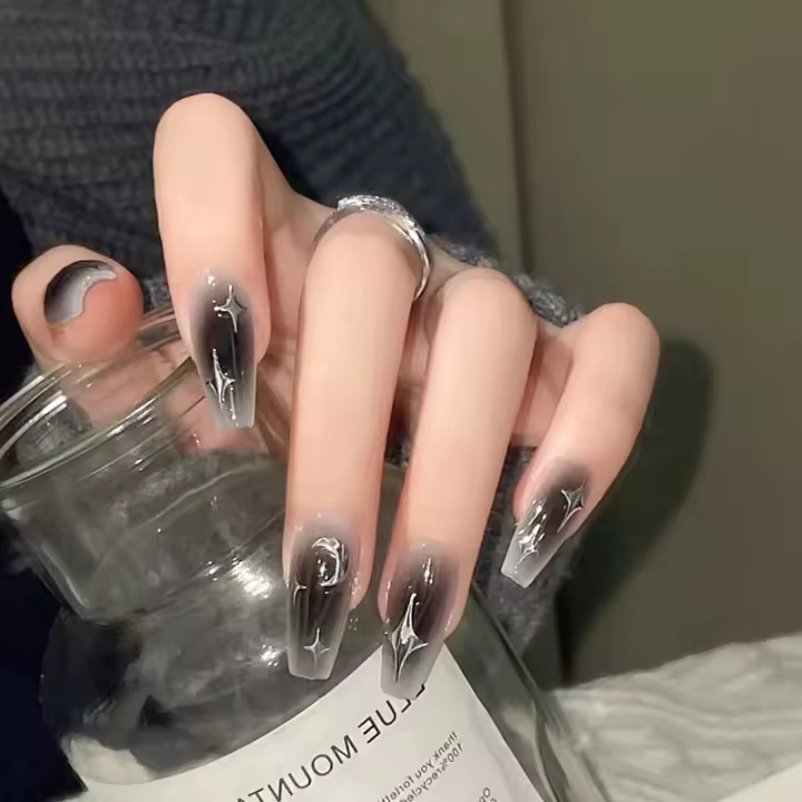 24 PCs Uñas Postizas Francas Minimalistas Con Luna Larga Y 1 Jelly Y 1 Archivo De Uñas Material Acrílico Estilo Francés - 1