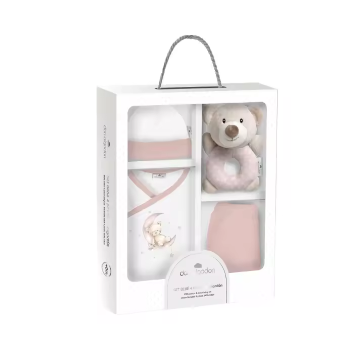 Set de Regalo Para Bebé, 4 Piezas Oso Rosa, Interbaby - 1