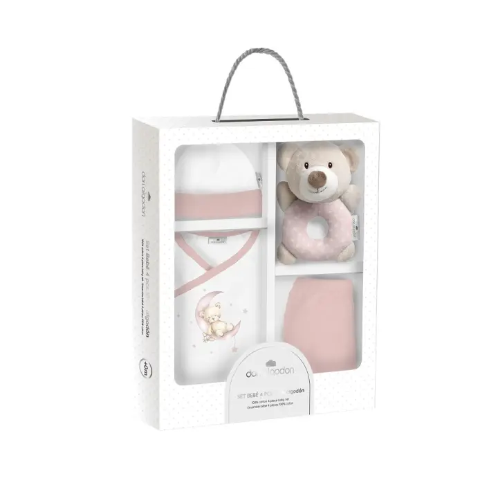 Set de Regalo Para Bebé, 4 Piezas Oso Rosa, Interbaby - 1