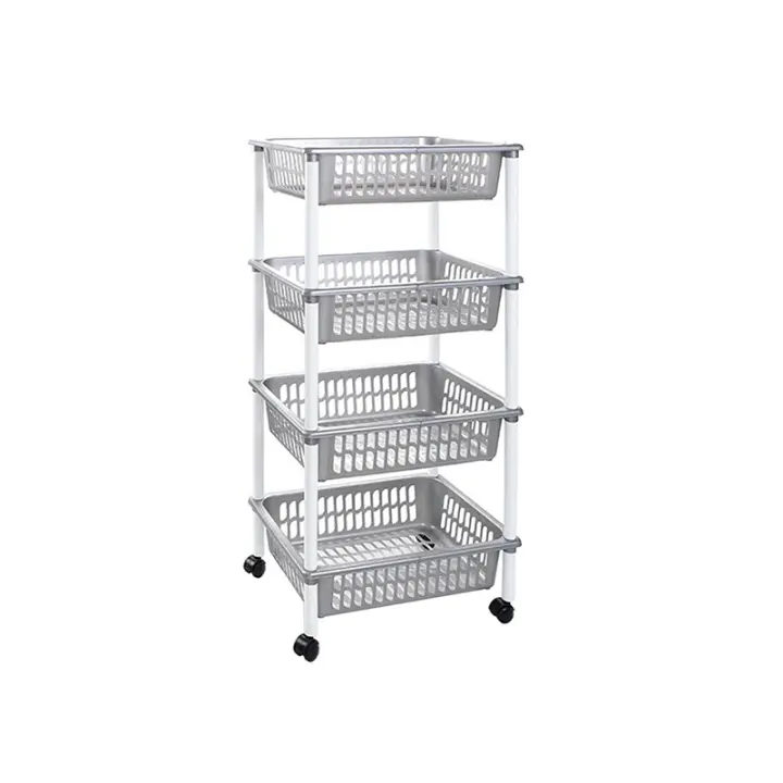 Modelo de depósito verdulero PLFT con Rueda 4 Cesta 85x40x30 cm, Carritos portaobjetos multiusos para organizar los Espacios domésticos, organizador de Cocina y Hogar - 1