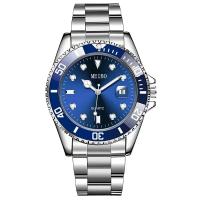 Reloj De Hombre De Lujo En Acero Inoxidable Plata Resistente Al Agua Con Bisel Rotativo Luminoso Y Marcas Arábigas Estilo Casual - details 2