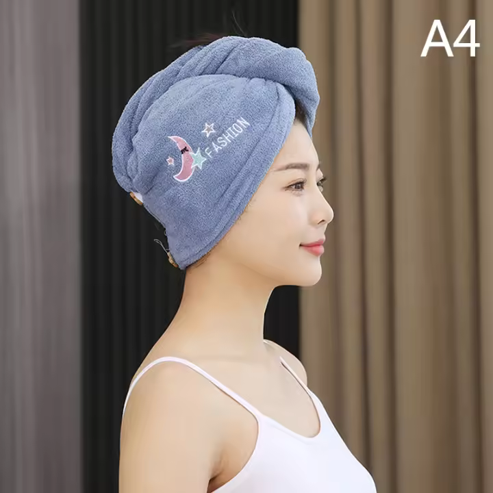 Gorro De Baño De Microfibra Mágica Para Mujer Tela Bordada Secado Rápido Suave Gorro De Pelo Turban Para Secar El Cabello Después De La Ducha - 1