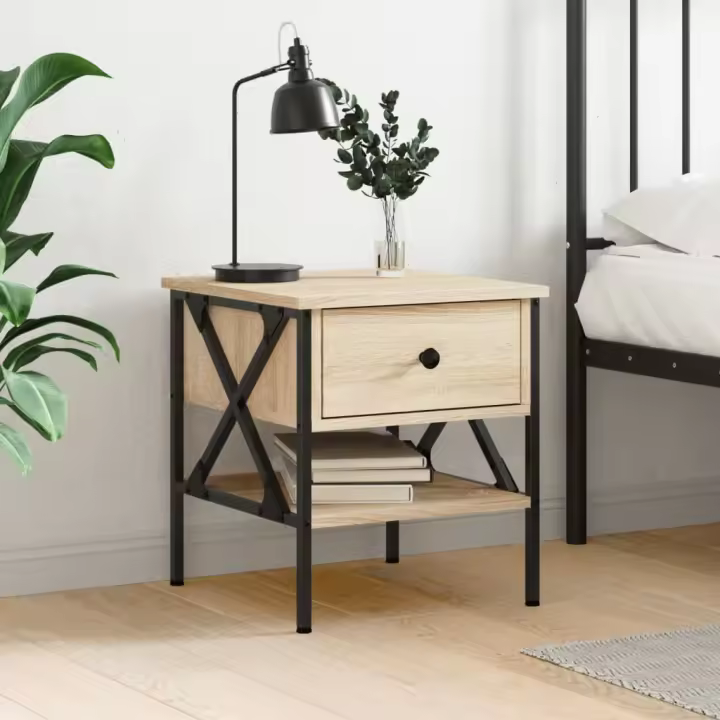 Mesita de noche madera de ingeniería roble Sonoma 40x42x45 cm - 1