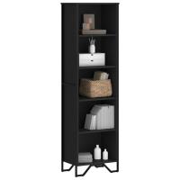 vidaXL Estantería madera de ingeniería 50x31x169 cm en color Marrón roble/Negro/Roble ahumado y más | almacenamiento funcional diseño moderno para baño dormitorio sala - details 1