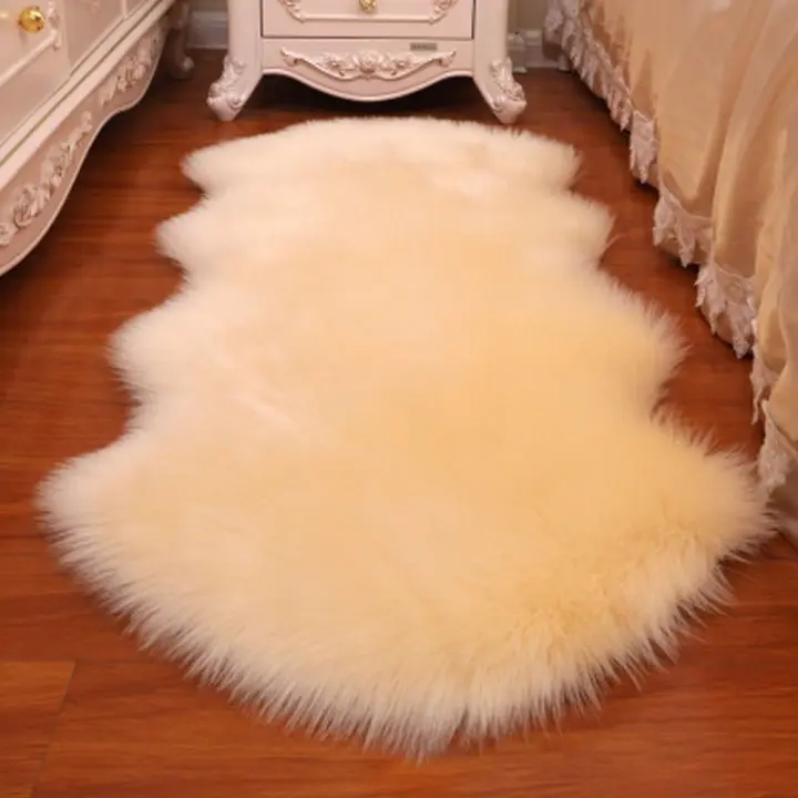 Alfombra De Piel De Oveja Artificial Suave Y Gruesa Alfombra De Pelo Largo Característica Antideslizante Para Decoración Del Hogar Sala De Estar Y Dormitorio - 1