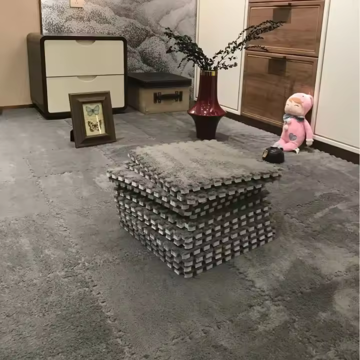 Carpetas De Espuma EVA Suaves Para Sala De Estar Y Juegos De Niños Alfombra De Piso Para Bebés Con Pelo Largo Y Espeso Tapete De Rompecabezas De Terciopelo - 1