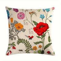 Fundas De Cojines De Flores Silvestres Botánicas 45x45cm Decoración De Hogar De Granja Para Porche Patio Sofá Fundas De Cojines De Poliéster 100% - details 6