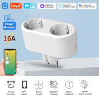 Enchufe Inteligente WiFi Tuya 2 En 1 EU Doble Salida 16A Con Monitoreo De Energía Compatible Con Alexa Google Home Alice - details 0