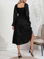 Vestido De Mujer Casual Primavera/Otoño Con Cuello Cuadrado Ruffle Tirantes Manga Larga A-Line Longitud Media Pierna Polyester - details 13
