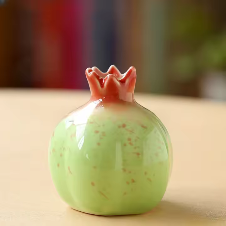 Vajilla De Cerámica Hecha a Mano En Forma De Fruta De Pomegranato Adornos Pequeños Para El Hogar Accesorios Divertidos Y Lindos - 1