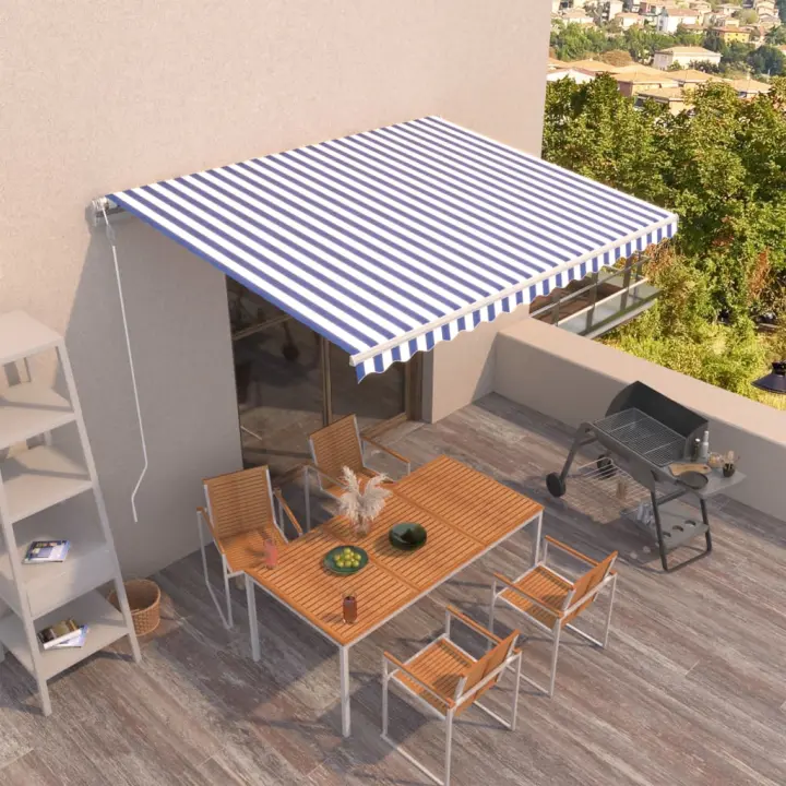 vidaXL Toldo automático retráctil azul y blanco 450x350 cm - 1