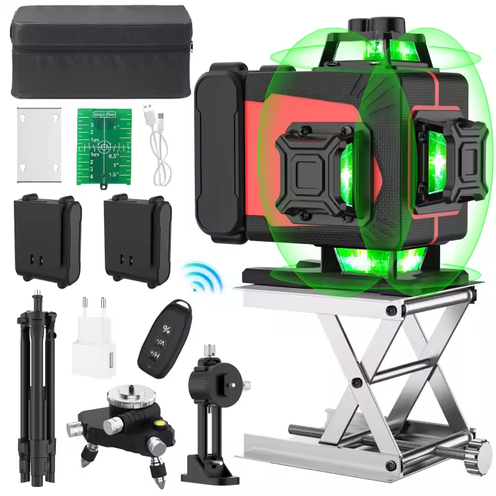 Nivel Láser 16 Líneas Nivel Láser Profesional Con Trípode Maleta Láser Verde Automático 360°Herramienta Láser Autonivelante - 1