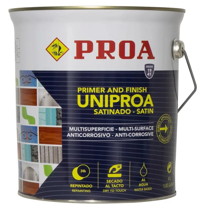 Uniproa al agua. Imprimación multiadherente todoterreno. 4l. Blanco. PROA. - 1