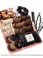 Accesorios Para El Cabello Para Mujer Set De Agarracabellos De Satén Color marrónFashionable Y Versátil Scrunchies Y Bandas Elásticas Para El Cabello - details 4
