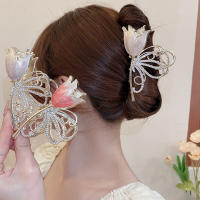 Molans Nueva Pinza De Pelo En Forma De Tulipán Para Mujer Con Rhinestones Accesorio De Pelo Floral Moda Casual Para Todas Las Estaciones - details 0