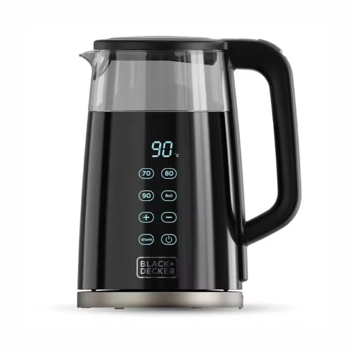 Black+Decker - Hervidor eléctrico BXKE2206E |   2200 vatios |   Capacidad 1,7L |   7 niveles de temperatura |   Vidrio con Aislamiento Doble Pared |   Base Giratoria 360º |   Apagado automático |   Filtro extraíble - 1