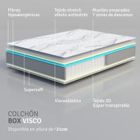 Somnia Descanso - Colchón Viscoelástico con muelles ensacados Boxvisco - Calidad Alta - Altura 21cm - Relieve - Hipoalergénico - details 1