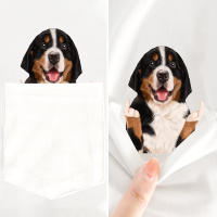 Camiseta De Algodón HX Con Impresión De Dedo Medio Doble Y Bolsillo Para Hombre Camiseta Casual De Verano Con Patrón De Perro Bernés Mountain Dog - details 6