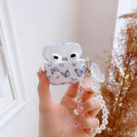 Funda Para Auriculares Apple Airpods 1/2/3/pro 2 Con Colgante De Bolas Transparentes De Mariposa Azul De Alta Calidad Protectora Moda - details 6