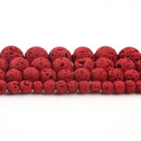 Piedra Volcánica Natural Lava Hematita Redonda Roja Para Creación De Joyería Pulsera DIY 4 6 8 10mm Contador Individual - details 6