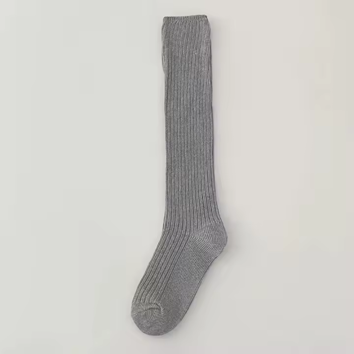 Medias Largas Para Mujer Estilo Coreano Preppy De Primavera Verano Medias Almohadilladas Sencillas a Rayas Casuales De Coton Y Poliéster Con Spandex - 1