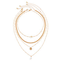 Collar De Encanto Con Flor De Tela Multicapa Lacteo Para Mujer Cadena De Serpiente Imitación Perla Joyería De Fiesta Para Dama - details 5