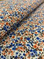 Tejidos Ortuño- Tela flores azules, naranjas, grises, negros de algodón, tela patchwork, prendas infantiles, decoración hogar ,manualidades, complementos,1m x Ancho 150cm - details 0