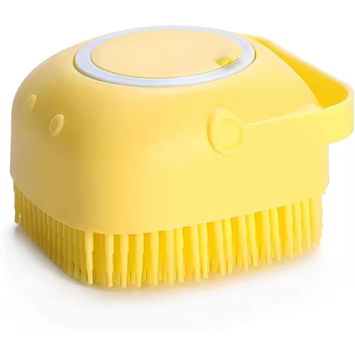 Cepillo de burbujas para ducha de fregado de mascotas, silicona suave con mango de bucle, masaje suave para perros y gatos de pelo largo y corto - 1