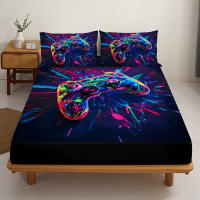 3PC Juego De Sábanas Para Cama Con Diseño De Juego Colorido Y Brillante 1 Sábana De Encaje + 2 Fundas Para Almohadas Técnica De Impresión Digital Adecuado Para Todas Las Estaciones - details 4