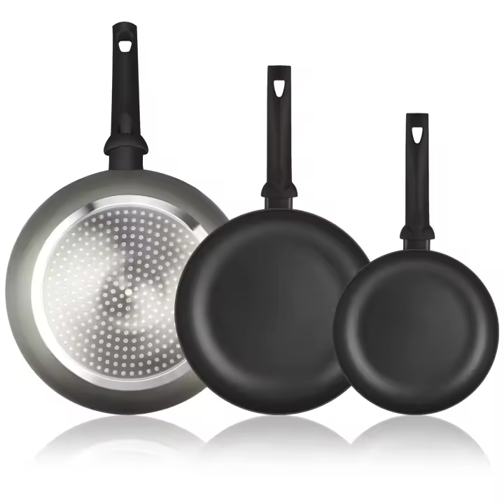 Alza Giro - Set de Sartenes Grises 20 + 24 + 28cm, Aluminio Prensado Grueso, Antiadherente Doble Capa, Todo Tipo de Cocinas, Inducción y Lavavajillas - 1