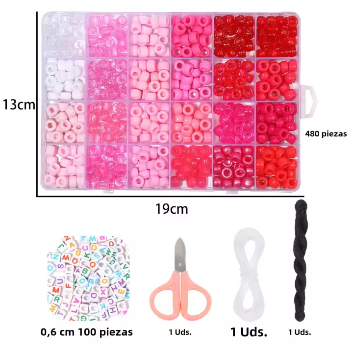 Kit De Perlas Para DIY 480pcs Con Letras Y Agujeros Grandes Espaciadores De Acrílico Para Creación De Joyería Pulseras Y Suministros De Cabello - 1