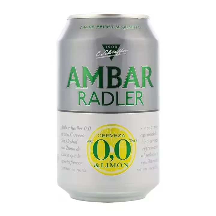 Cerveza Ambar Radler 0,0 33 cl pack 24 latas Total 7,92 litros - 1