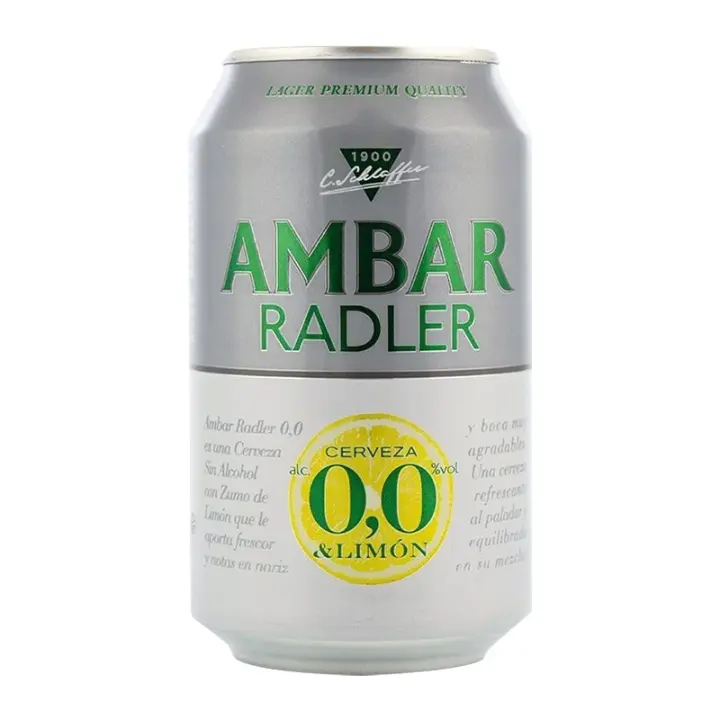 Cerveza Ambar Radler 0,0 33 cl pack 24 latas Total 7,92 litros - 1