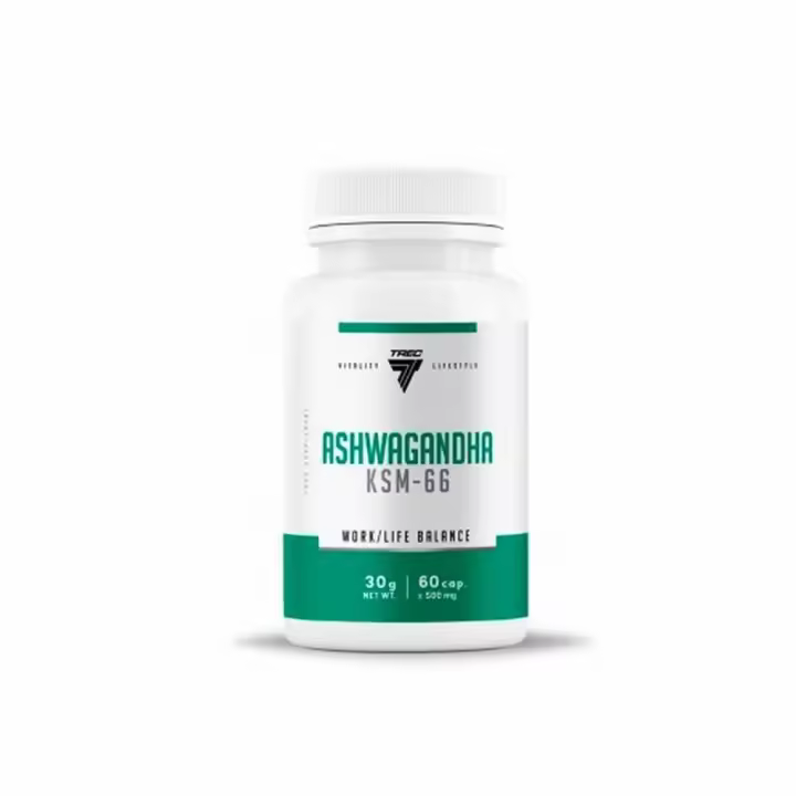Ashwagandha KSM-66  60 Cápsulas de 500mg  Reducción del Estrés  Mejora del Sueño  Aumento de Energía  Adaptógeno Natural  TREC NUTRITION - 1