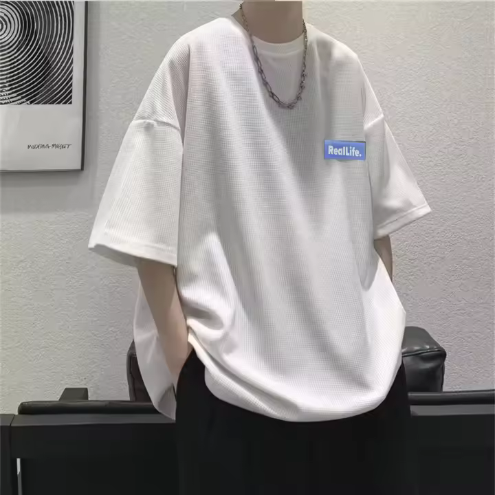 Camiseta De Poliéster Sólido Para Hombres Camiseta Casual De Verano Cuello Redondo Talla Grande Manga Corta Transpirable Ropa Unisex - 1