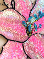 Parche De Flor De Lirio Rosa Con Lentejuelas 1 Pieza Para Ropa DIY Parche Brillante De Moda Para Mujeres Y Niñas Material De Poliéster - details 2