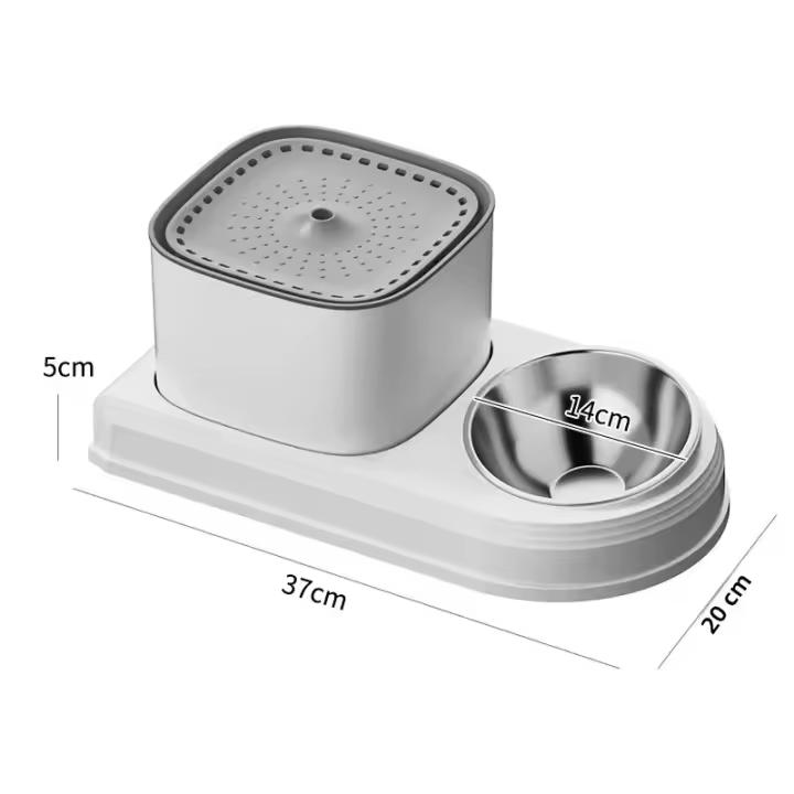 Fuente De Agua Para Gatos 2 En 1 Con Alimentador Automático Y Tazón De Comida 3L Filtro Recirculante Dispensador De Agua Para Mascotas - 1