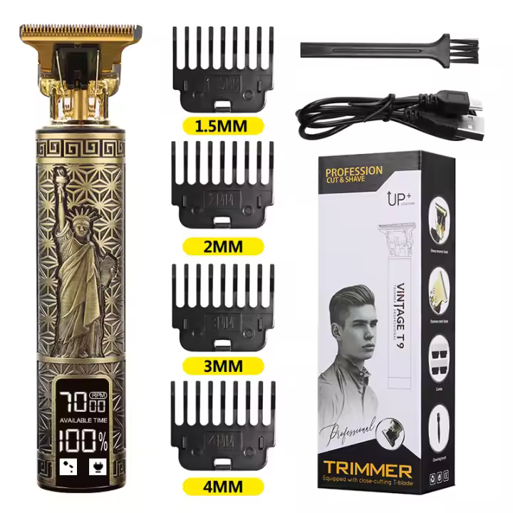 Cortapelos Hombre Profesional, Máquina Cortar Melo, 4 Peines-Guía Recortadora de Barba, Máquina para Cortar El Melo para Barba(Gold) - 1