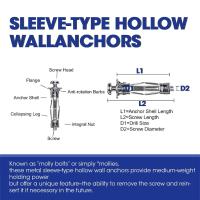 Juego De Tornillos De Anclaje Para Pared De Acero Con Recubrimiento De Zinc Molly Hollow Drive Soporte Metálico Para Drywall Fuerte Y Duradero - details 2