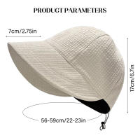 Gorro De Sol Plegable Para Mujer Protección Solar Verano Playa Ajustable Algodón Amplio Sombrilla Casual - details 0