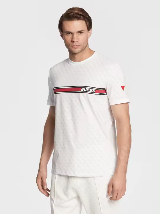 CAMISETA GUESS SPORT COLECTION MONOGRAM CREMA - 1