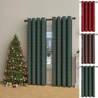 Cortinas De Navidad a Cuadros Térmicas Y Antipolvo Con Anillos Para Ventanas Cortina Negra Para Dormitorio Y Sala De Estar - details 0