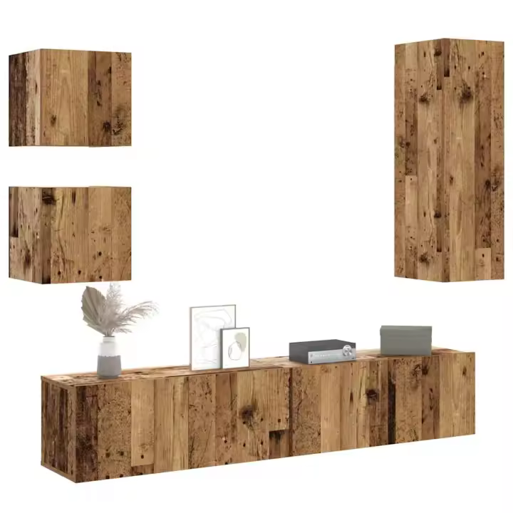 vidaXL Conjunto de mueble de TV 5 piezas montado la pared madera vieja - 1
