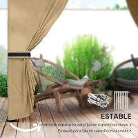 Outsunny Cenador para Jardín 3,4x3,4 m Pérgola de Jardín Gazebo con Doble Techo Paredes Laterales Anti-UV y Ventanas Carpa para Exterior Terraza Patio Beige - details 3