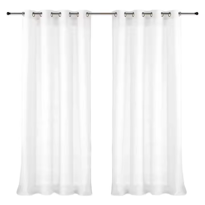 Vipalia - Pack 2 Unidades Cortinas confeccionadas visillo semitransparentes anillas metal - 1