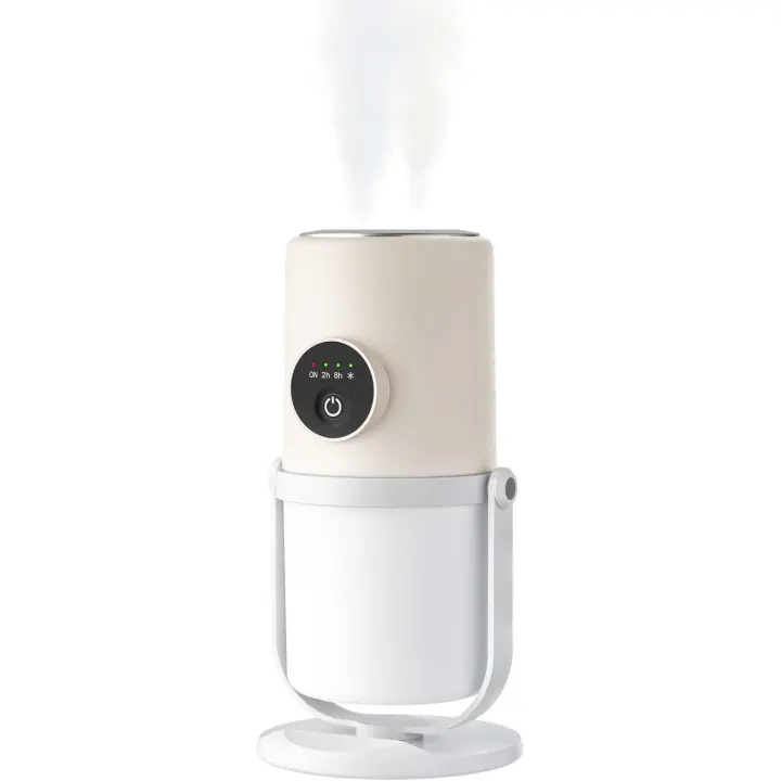 Pequeño Humidificador portátil - Humidificador de niebla fría con soporte giratorio de 360 °, luz nocturna de calentamiento de atenuación gradual, función de cronómetro de 2 / 8 horas, mini Humidificador para dormitorios, plantas, oficinas y automóviles - 1