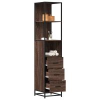 vidaXL Armario de baño madera contrachapada roble marrón 35x37,5x166cm en color Marrón roble/Roble ahumado/Roble Sonoma y más | almacenamiento funcional diseño moderno para baño dormitorio sala - details 0