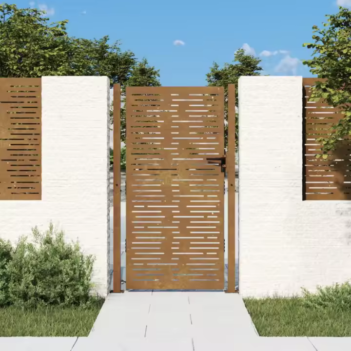 vidaXL Puerta de jardín acero corten diseño cuadrado 105x180 cm - 1