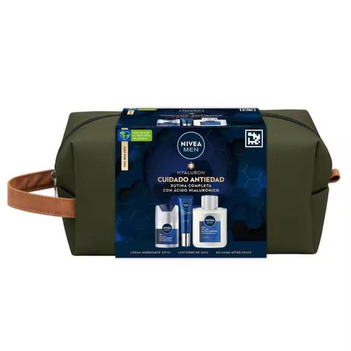 NIVEA MEN Neceser Cuidado Antiedad con Ácido Hialurónico: Crema Facial, Bálsamo After Shave y Contorno de Ojos para Hombre - 1