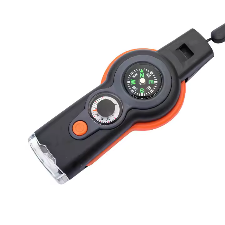 Outdoor Nuevo Silbato de Supervivencia Multifunctional 7 en 1 Silbate Salvavida with Luces LED Termómetro Brújula - 1